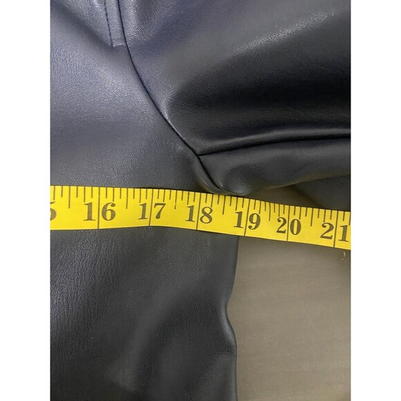 BCBG Generation Faux Leather Vegan Navy Blue Moto Jacket Medium - Picture 12 of 12